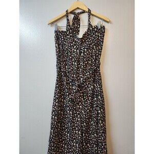 Abercrombie & Fitch Ditsy Floral Sleeveless Halter Wide Leg Crop 90s Jumpsuit LT